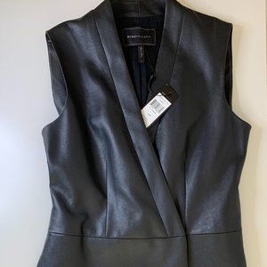 Faux- leather wrap dress